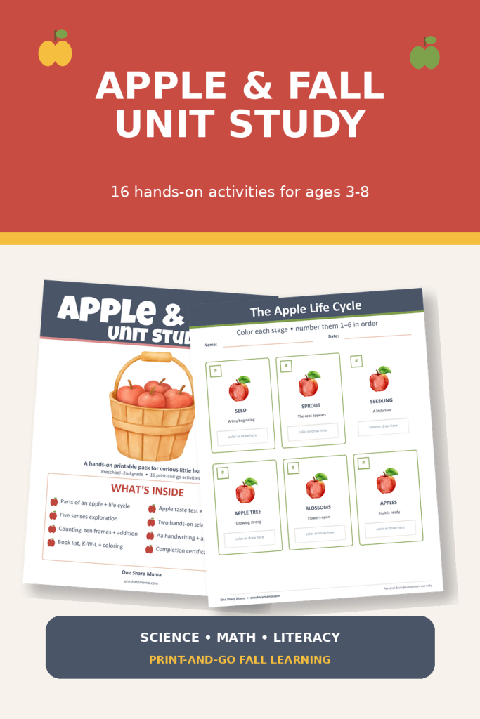 A few pages from an Apple Fall Unit Study.