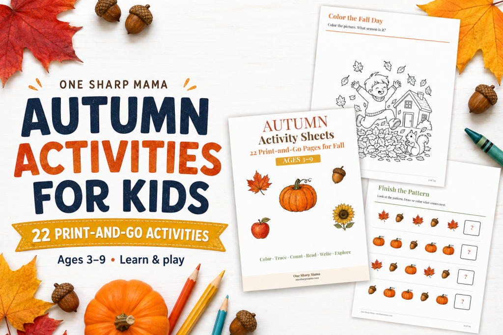 A bunch of autumn activity sheets.