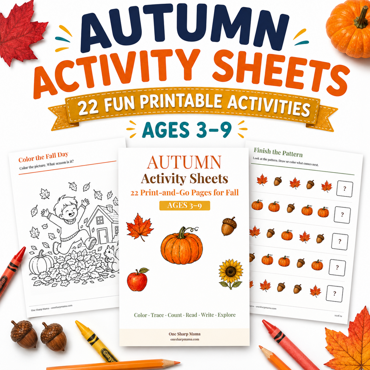 A few Fall Activity printables, or worksheets.