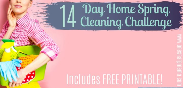 pink background with a person holding cleaning supplies
